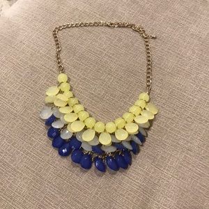 Green, white and blue statement necklace